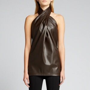 3.1. Phillip Lim Vegan Leather Halter Top Brown size 8 EUC